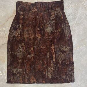 ANTONIO MELANI Textured Brown Pencil Skirt